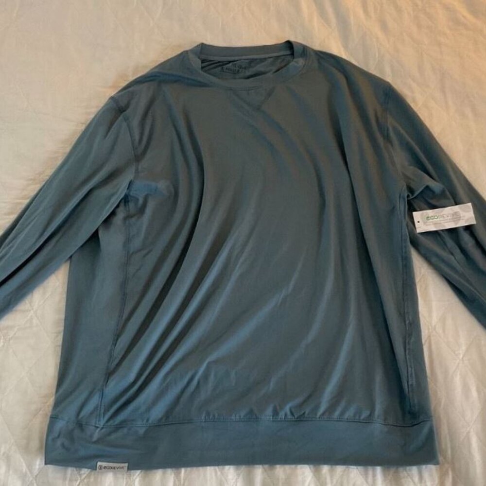 Holloway Ventura ECO REVIVE Crew Cut Long Sleeve Shirt SUEDE Storm Blue NEW MENS